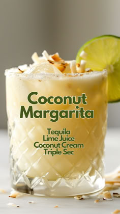 Coconut Margarita Coconut Tequila, Coconut Margarita, Boozy Drinks, Mixed Drinks Recipes, Margarita Recipe, Cocktail Drinks Recipes, Margarita Recipes, Alcohol Drink Recipes