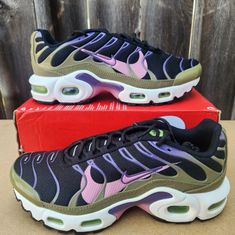 Nike Air Max Plus Sku : Dx3093 001 Gs 5y Women's 6.5 *Please Be Sure To Look At All Pictures Before Purchasing This Item!* This Shoe Is Brand New And Has Never Been Worn. Shoes Are Size “Number” Us. The Shoes Are In The Original Box With No Lid. Please Allow 1-2 Business Days For Item(S) To Be Shipped From Purchase Date. All Of The Items I Sell Are 100% Authentic. Pictures Are Taken To The Best Of My Ability To Make Sure You Clearly Know What You Are Getting. All My Pictures Are Of The Actual Pr Green Low-top Nike Air Max, Green Nike Air Max With Round Toe, Green Nike Air Max Running Shoes With Round Toe, Black Nike Air Max With Boost, Nike Air Max Black Shoes With Boost Midsole, Green Nike Air Max For Streetwear, Black Nike Air Max Low-top For Outdoor, Black Low-top Nike Air Max For Outdoor, Casual Nike Air Max For Outdoor