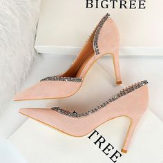 Elegant Suede Court Shoes For Party, Pink High Heels, Suede High Heels, Suede Fashion, Swarovski Stones, Classic Heels, Super High Heels, Sheep Leather, Pink Heels