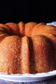 a bundt cake sitting on top of a white plate