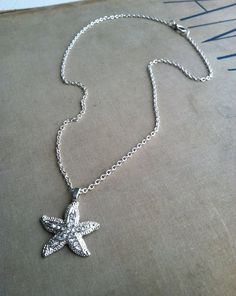 Starfish Necklace, sterling silver, Beach Wedding necklace, beach wedding, silver,  destination wedd Silver Starfish Necklace, Elegant Silver Starfish Necklace, Silver Adjustable Starfish Necklace, Elegant Nickel-free Starfish Jewelry, Beach Wedding Necklace, Wedding Jewelry Silver, Nickel-free Starfish Necklace For Gift, Beach Wedding Accessories, Beach Wedding Jewelry