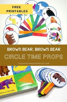 the brown bear brown bear circle time prop is shown with several different pictures on it