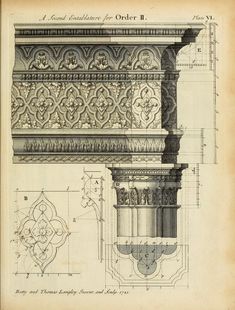 an old architectural drawing shows the details of a column