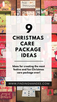 christmas care package with the title saying 9 christmas care packages ideas for creating the most festive and fun christmas care packages