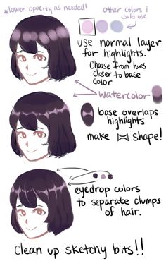 an anime character's face with different hair colors