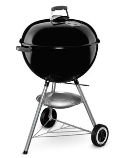 an image of a black barbecue grill on wheels