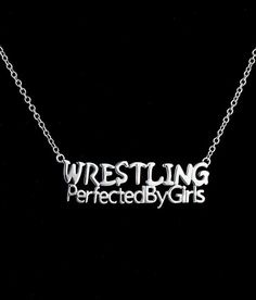 Wrestling/Perfected By Girls Sterling Silver 18" Necklace and Charm. Designed by Alfred C. Martino, this one-of-a-kind .925 sterling silver "Wrestling/Perfected By Girls" hangs beautifully on an 18" sterling silver necklace. The "Wrestling/Perfected By Girls" charm is .5" tall and 1.5" wide, weighs a substantial 4.2 grams and boasts a rich shine, celebrating today's fastest growing sport -- female amateur wrestling! Girls Wrestling, Wrestling Clothes, Sticker Making, Sterling Silver Charm Necklace, Charm Necklace Silver, Charm Necklaces, Jersey City, Sterling Silver Bangles