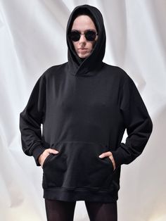 ✿ The Ultimate Black Hoodie: Premium Design with Ribbed Cuffs and Oversized Hood - High-End Fashion ★ Simple but well re-think form of a classic hoodie trimmed with high-end industry standards.  ★ Introducing premium reimagined classic hoodie - a perfect blend of simplicity and high-end fashion. This expertly crafted hoodie features ribbed cuffs and a well-designed hood with an ergonomic shape and oversized appeal. The ribbed cuffs are carefully constructed to provide a snug fit around your wris Black Oversized Hoodie For Everyday, Oversized Black Hoodie With Ribbed Cuffs, Black Oversized Funnel Neck Hoodie, Luxury Washed Black Hoodie With Drawstring Hood, Luxury Washed Black Hooded Sweatshirt, Heavyweight Black Hoodie With Double-lined Hood, High End Fashion, Premium Design, Black Hoodie