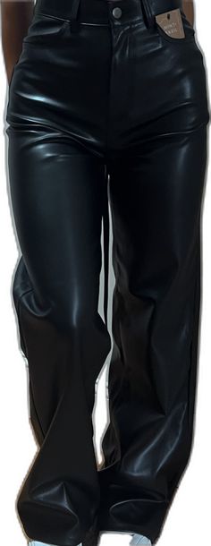 Solid Color Faux Leather Trousers, Casual Faux Leather Full-length Bottoms, Casual Straight Leg Faux Leather Bottoms, Casual Faux Leather Trousers, Solid Color Straight Leg Leather Pants, Solid Color Leather Straight Leg Pants, Casual Wide Leg Faux Leather Bottoms, Casual Full Length Faux Leather Pants, Casual Faux Leather Full Length Pants