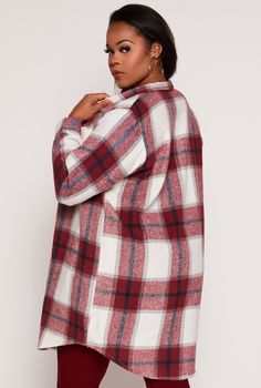 Long Sleeves, Collar, Shacket, Tunic, Plaid Pattern, Flannel, Item Number 3886063378585 Plus Size Flannel, Long Shacket, Puma Outfit, Weatherproof Boots, Plaid Shacket, Romper And Jacket, Plus Size Outerwear, Plus Size Coats, Denim Shoes