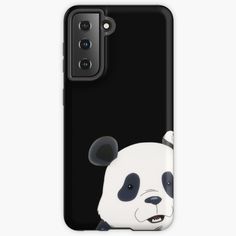 a black and white phone case with a panda bear on it's back cover