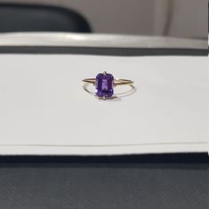 14k solid yellow gold natural emerald cut shaped amethyst gemstones ring. 1. The weight of the natural amethyst gemstone used in the ring =1.50 cts. 2. The weight of the 14k solid yellow gold used in the ring =1.170 grms. 3. The amethyst is the birthstone for the people born in the month of February. 4. The design of the ring is very nice and beautiful. 5. I have used all my skills and experience to manufacture this ring as beautiful as I can and I do hope that my work will be appreciated. Thank 14k Yellow Gold Emerald-cut Amethyst Ring, Rectangular Amethyst Rings In Yellow Gold, Yellow Gold Amethyst Ring With Rectangular Shape, Classic Yellow Gold Rectangular Amethyst Ring, Elegant 14k Gold Rectangular Amethyst Ring, Formal Purple Amethyst Ring With Rectangular Shape, Formal Rectangular Purple Amethyst Ring, Formal Rectangular Amethyst Ring, Rectangular Amethyst Ring In 14k Gold