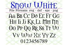 the snow white font and numbers are displayed