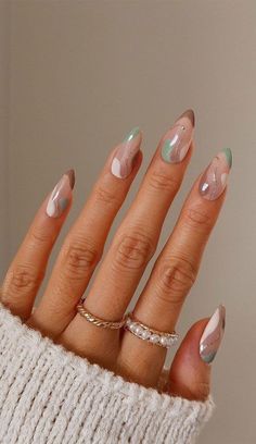 Manicured Nails, September Nails, Neutral Nails, Brown Nails, Best Acrylic Nails, Green Nails