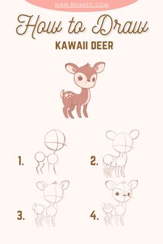 how to draw kawai deer step by step instructions for children and beginners with pictures