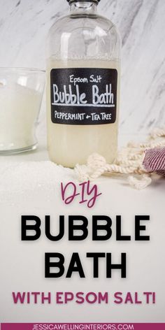 Make your own epsom salt bubble bath with this quick & ultra-easy recipe! The all-natural ingredients make it great for sensitive skin too. Diy Bubble Bath Recipe, Bubble Bath Recipe, Diy Bubble Bath, Natural Bubble Bath, Kids Bubble Bath, How To Make Bubbles, Bath Salts Diy, Homemade Bubbles, Essential Oils For Kids