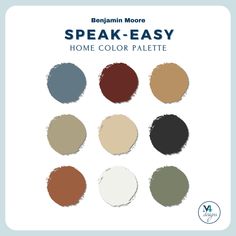 the color palette for speak easy is shown in different colors and sizes, including black, white