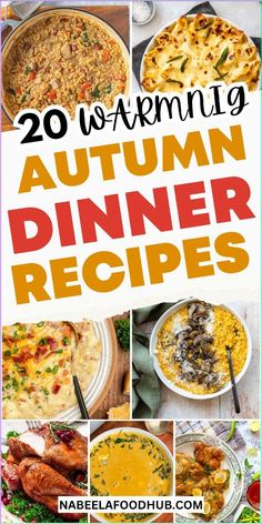 20 autumn dinner recipes with text overlay that reads, 20 warming autumn dinner recipes