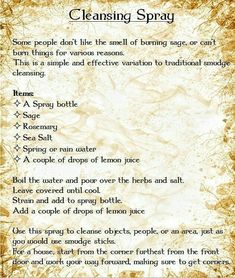 Smudging Prayer, Lemon Juice Uses, Cleansing Spray, Pagan Crafts, Magick Spells, Witchcraft Spell Books, Witch Spell Book, Spiritual Cleansing