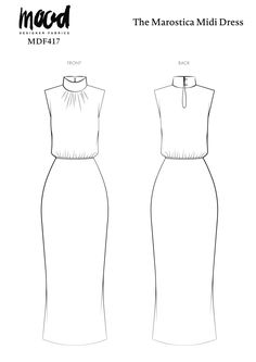 the front and back view of a dress