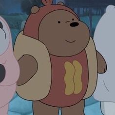 three cartoon bears standing next to each other