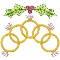 the olympic rings are surrounded by holly leaves and ribbons, as well as an ornament