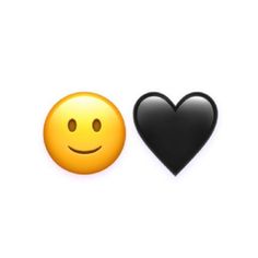 two smiley faces with one black heart and the other yellow