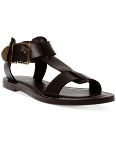 Steve Madden Women's Brazinn Gladiator Flat Sandals - Macy's Straps Sandals, Gladiator Flats, Flat Gladiator Sandals, Leather Strap Sandals, Womens Gladiator Sandals, Dark Chocolate Brown, Brown Leather Sandals, Gladiator Sandals, Chocolate Brown