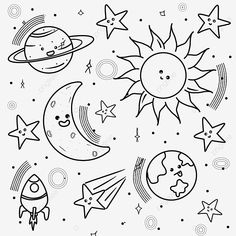 coloring pages for kids with planets and stars