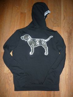 VICTORIAS SECRET PINK BLING BLING RARE LIMITED EDITION "PINK" DOG HOODIE NWT SUPER CUTE   SOLD OUT SILVER SEQUINS DOGS ON HOOD TRIMMED IN WHITE EMBROIDERING    "PINK" RAISED LETTER SILVER FOIL IN WHITE STRIPES ON HOODIE    K POCKET XS  PIT TO PIT 18" NOTE:::::::::::CHECK YOUR MEASUREMENTS S PIT TO PIT 19" NOTE:::RETAIL TAGS ATTACHED $79.95+TAX  IF FOUND BEFORE BEING SOLD OUT  FREE SHIPPING Victoria Secret Hoodies, Pink Bling, Pink Dog, Dog Hoodie, Silver Sequin, Silver Foil, Bling Bling, Victoria's Secret Pink, Secret Pink