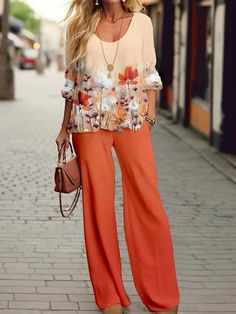 Jj Printed Floral Pants For Fall, Affordable Floral Print Pants For Fall, Cheap Floral Print Long Sleeve Sets, Cheap Floral Print Trousers, Cheap Pink Wide Leg Pants, Cheap Two-piece Women's Bottoms, Cheap Pink Bottoms For Fall, Cheap Pink Wide-leg Pants, Cheap Pink Long Pants Sets