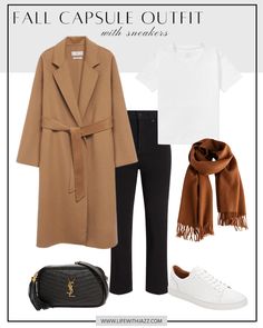 Coat And Sneakers, Packing Outfits, Spring Summer Capsule Wardrobe