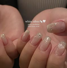 Korean Nail Acrylic, Korean Prom Nails, Korean Coffin Nail Ideas, Cute Korean Nails Simple, Simple Korean Nail Ideas, Korean Nail Aesthetic, Gel Nails Ideas Korean, Korean Square Nails, Sparkle Nails Aesthetic