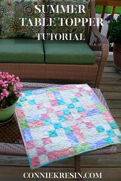 a table topper sitting on top of a patio