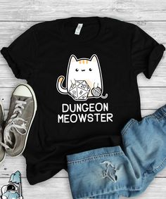 Dungeon Meowster Shirt, Gamer Shirt, Tabletop Gaming, Tabletop Gamer Gift, Gamer T-Shirt, RPG Roleplaying Game, RPG Gaming Shirt Dungeon Meowster, Cute Shirt Sayings, Shirt Box, Gamer T Shirt, Men Fits