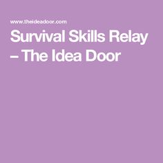 the text survival skills relay - the idea door is in white on a purple background