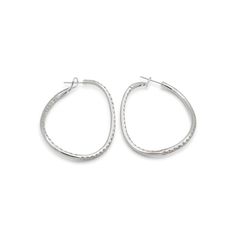 Gender: Ladies    Metal Type: 18K White Gold    Length: 1.75 Inches    Width: 1.25 Inches    Weight: 10.07 grams  Ladies 18K white gold diamond hoop earrings. Engraved with "18K" and "750".  Pre-owned in excellent condition. Might shows minor signs of wear.  Pavé set in 18 Karat White Gold with:  Ninety-two (92) round brilliant cut natural diamonds:  Measurements: 2.10mm - 2.20mm in diameter x ~1.31mm in depth.  Weight Range: 0.035 ct. - 0.040 ct.  Estimated Total Weight: 3.500 ct.  Color: G - H  Clarity: VS1 - VS2  Cut: Very Good  Polish: Very Good  Symmetry: Very Good  TOTAL WEIGHTS:  Total weight of diamond(s):~3.50 ctw.  Please reference the dimensions noted in the description above for the most accurate measuremens. Platinum Hoop Jewelry With Pave Setting, Modern Hoop Jewelry With Pave Setting, Everyday Luxury White Gold Hoop Earrings With Pave Setting, Modern Sterling Silver Hoop Earrings With Prong Setting, Modern Sterling Silver Hoop Diamond Earrings, Modern Silver Diamond Hoop Earrings, White Gold Hoop Earrings Channel Set, Modern Round Hoop Earrings With Pave Setting, Modern Silver Hoop Diamond Earrings