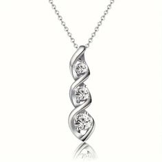 Brand New Women's Twisted White Gold Spiral Diamond Necklace 14k White Gold Plated Sterling Silver Genuine 2ct Lab Created Radiant Cut Diamonds Measurements: Length - Adjustable From 16" To 18" Pendant Size 1.35" X .4" Retail Price $300 Buy With Confidence From A Trusted Seller With A 99%+ Feedback Rating! *Also Available In Yellow Gold A0199 (Id-1413-) Silver Spiral Fine Jewelry, Spiral Brilliant Cut Jewelry For Anniversary, White Gold Jewelry With Brilliant Cut In Spiral Shape, Spiral Jewelry With Brilliant Cut For Anniversary, Spiral Cubic Zirconia Jewelry For Anniversary, Spiral White Gold Jewelry With Brilliant Cut, Elegant Sterling Silver Spiral Necklace, White Gold Spiral Jewelry With Brilliant Cut, Elegant Spiral Jewelry With Diamond Accents