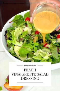 Peach Vinaigrette Salad Dressing Recipe Salad Dressing Healthy, Healthy Peach Recipes, Peach Healthy, Homemade Salad Dressing Healthy, Dressing Healthy, Healthy Dressing, Salads To Go, Peach Recipes, Salad Dressing Recipe