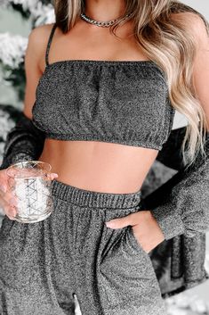 You'll Love How Cute This Crop Top Is! $18, FAST AND FREE US SHIPPING! Glitter Wide Leg Pants, Glitter Crop Top, Wide Leg Pants Black, Flying Monkey Jeans, Summer Crop Tops, Medium Dress, Large Dress, Jeans Size Chart, Small Dress