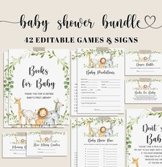 baby shower game with jungle animals and giraffes