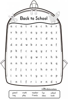 the back to school backpack worksheet is shown in black and white with an image of