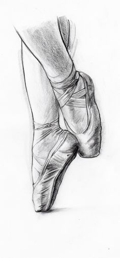 a pencil drawing of a ballerina's feet