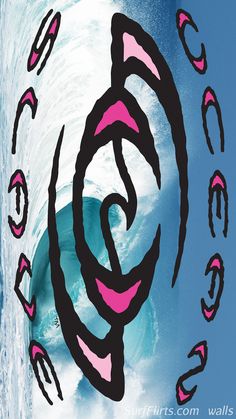 an image of the inside of a water pipe with pink and black designs on it