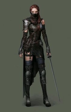 Humana, ladina: Mercenária, prefere trabalhar sozinha. Warrior Outfit, Maid Sama, Shugo Chara, Fantasy Armor, Fantasy Clothing, Fantasy Fashion, Character Outfits, Character Portraits