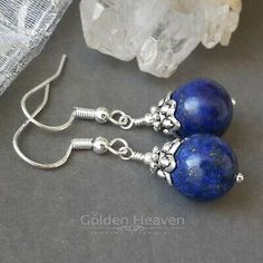 Natural 6-12mm Blue Egyptian Lapis Lazuli Round Beads Dangle earrings AAA Grade | eBay Handmade Blue Spiritual Earrings, Blue Handmade Spiritual Earrings, Blue Spiritual Earrings For Gifts, Blue Spiritual Dangle Earrings, Spiritual Hypoallergenic Round Beads Earrings, Hypoallergenic Spiritual Round Bead Earrings, Spiritual Blue Dangle Earrings, Nickel-free Blue Round Bead Jewelry, Blue Round Beaded Earrings As Gift