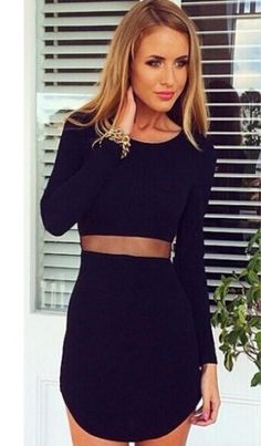 Buy Black Long Sleeve Slim Bodycon Dress from abaday.com, FREE shipping Worldwide - Fashion Clothing, Latest Street Fashion At Abaday.com Black Long Sleeve Formal Dress, Formal Dress Short, Long Sleeve Formal Dress, Sleeve Formal Dress, Slim Bodycon Dress, Black Sheer Dress, Looks Party, Business Outfit, Looks Chic