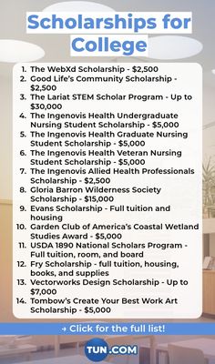 a poster with the words scholarshipss for college