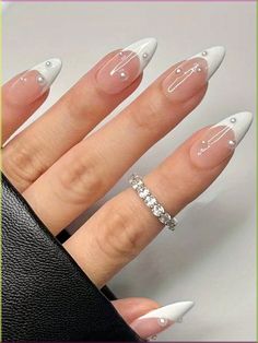 Credit to @nailssbymilan on TikTok. Valentines Day nails, Valentines nails, nails. #valentines #valentinesdaynails #valentinesdaynails #nails #nailsofinstagram #nailart #art #artist #artwork #valentinesdaydecorations White Nails Wedding Classy, Nail Inspo For Wedding, Nails Inspo With Pearls, French Nail Wedding, Cute Nails With Pearls, Pearl Embellished Nails, Cute Wedding Nails The Bride, Pearl Nails Wedding, Pretty Nail Sets