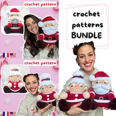 the crochet pattern is shown with pictures of santas and other christmas decorations